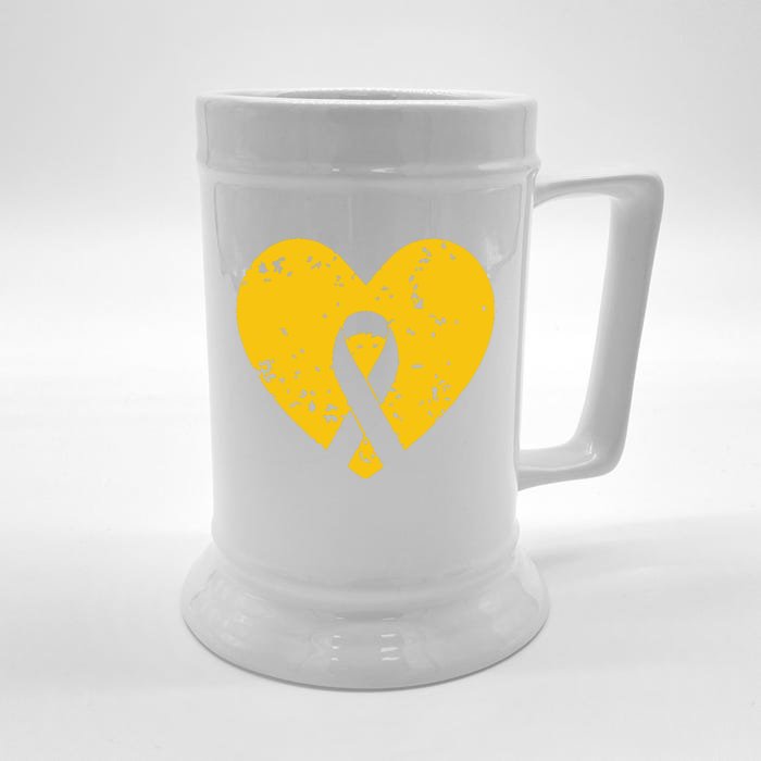 In September We Wear Gold Childhood Cancer Awareness Ribbon Front & Back Beer Stein