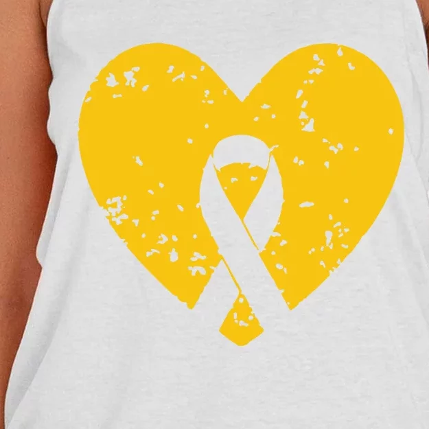 In September We Wear Gold Childhood Cancer Awareness Ribbon Women's Knotted Racerback Tank