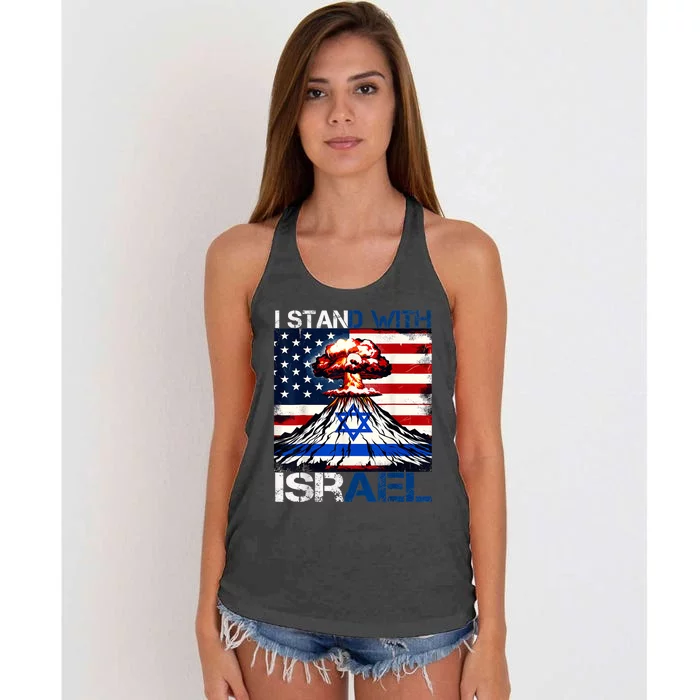 I Stand With Israel Patriotic Usa And Israel Flag Israel Usa Women's Knotted Racerback Tank