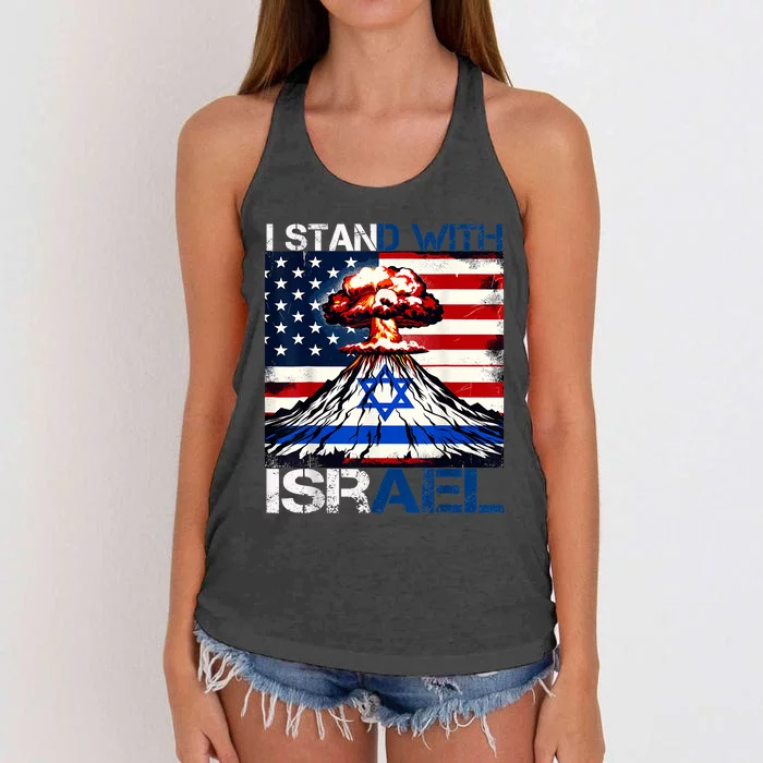 I Stand With Israel Patriotic Usa And Israel Flag Israel Usa Women's Knotted Racerback Tank