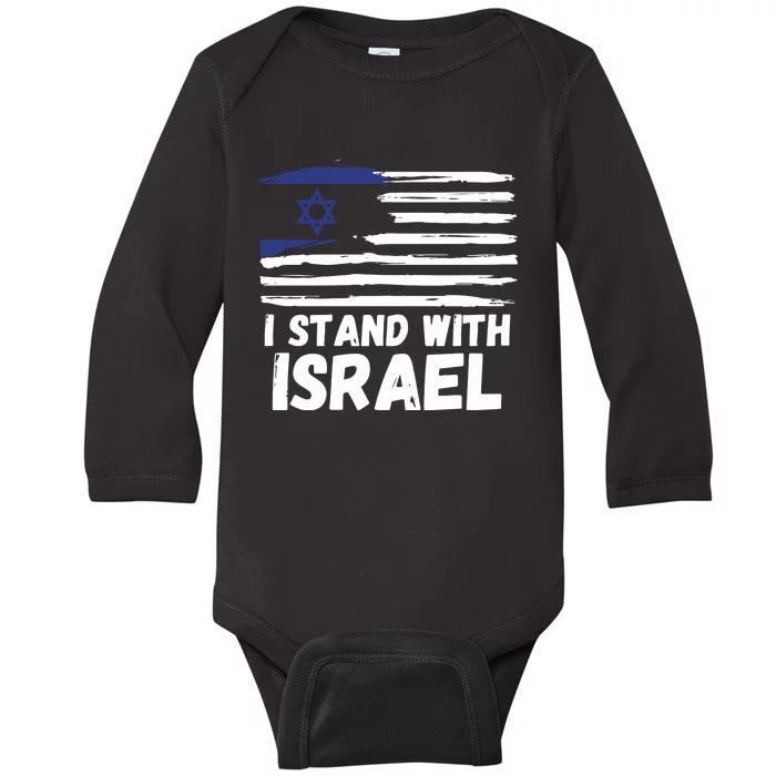 I Stand With Israel Jewish Hanukkah Baby Long Sleeve Bodysuit