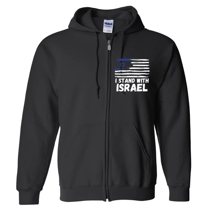 I Stand With Israel Jewish Hanukkah Full Zip Hoodie