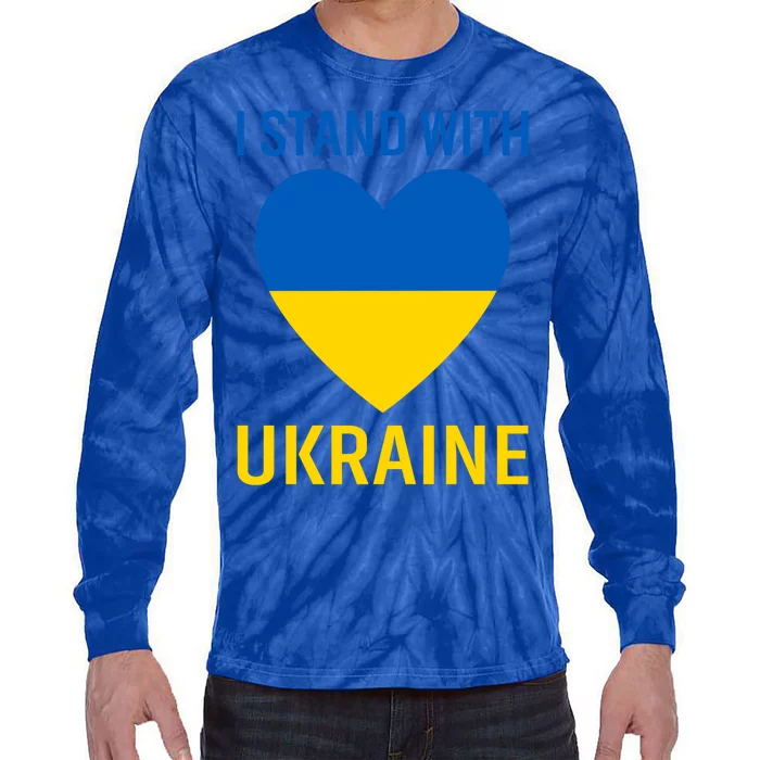 I Stand With Ukraine Ukrainian Flag Gift Tie-Dye Long Sleeve Shirt