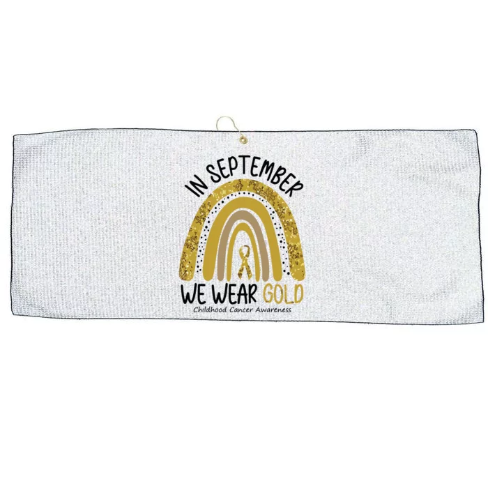 In September We Wear Gold Childhood Cancer Awareness Rainbow Large Microfiber Waffle Golf Towel