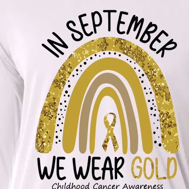 In September We Wear Gold Childhood Cancer Awareness Rainbow Cooling Performance Long Sleeve Crew