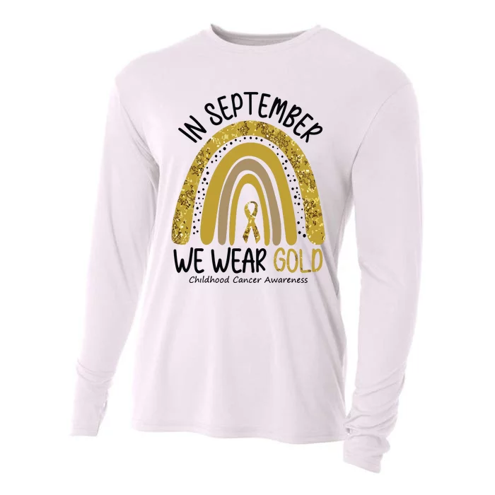 In September We Wear Gold Childhood Cancer Awareness Rainbow Cooling Performance Long Sleeve Crew