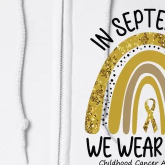 In September We Wear Gold Childhood Cancer Awareness Rainbow Full Zip Hoodie