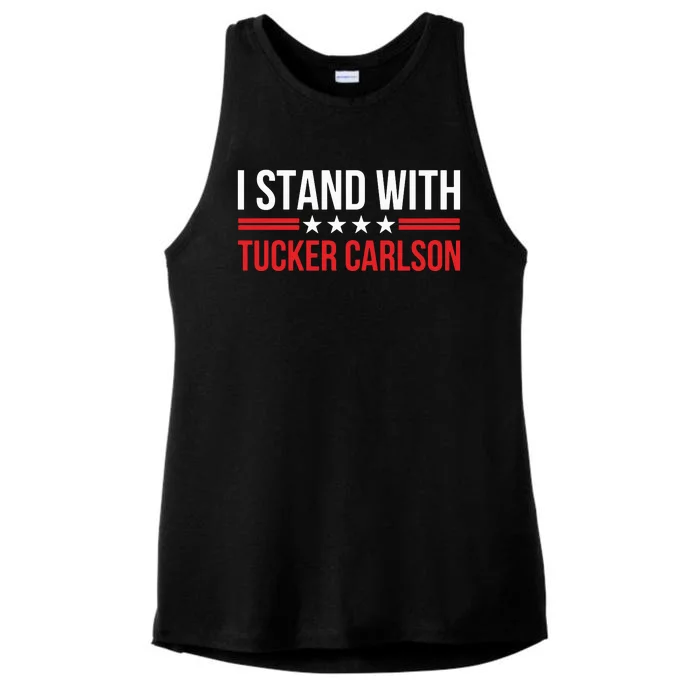 I Stand With Tucker Carlson Ladies Tri-Blend Wicking Tank