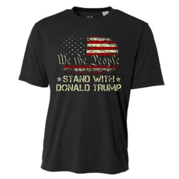 I Stand With Donald Trump Support Pro Trump American Flag Cooling Performance Crew T-Shirt