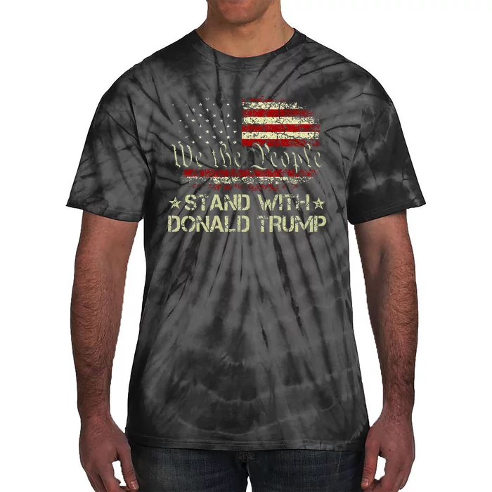 I Stand With Donald Trump Support Pro Trump American Flag Tie-Dye T-Shirt