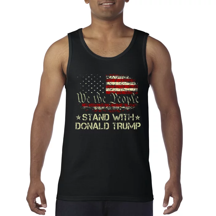 I Stand With Donald Trump Support Pro Trump American Flag Tank Top