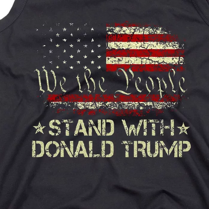 I Stand With Donald Trump Support Pro Trump American Flag Tank Top