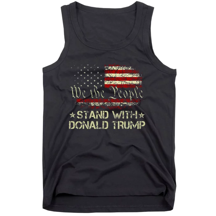 I Stand With Donald Trump Support Pro Trump American Flag Tank Top