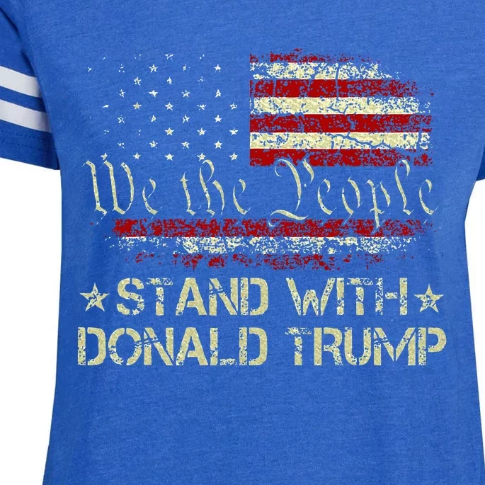 I Stand With Donald Trump Support Pro Trump American Flag Enza Ladies Jersey Football T-Shirt