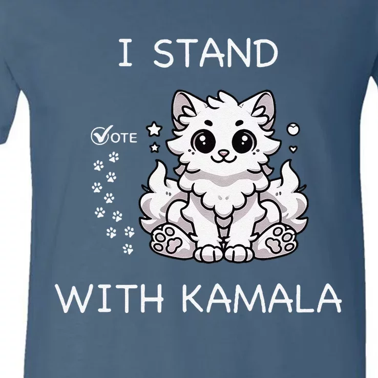 I Stand With Kamala Harris Cat Ladies Madam President V-Neck T-Shirt