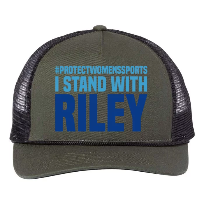 I Stand With Riley Gaines Protect Womens Sports Retro Rope Trucker Hat Cap