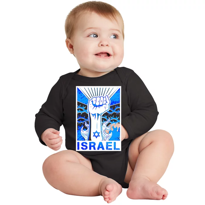 I Stand With Israel Israeli Flag Israel Star Of David Israel Strong Baby Long Sleeve Bodysuit