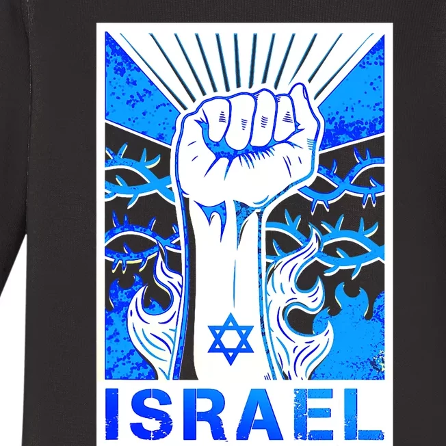 I Stand With Israel Israeli Flag Israel Star Of David Israel Strong Baby Long Sleeve Bodysuit