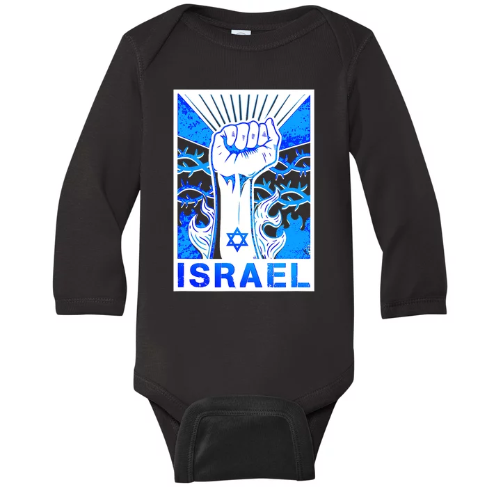 I Stand With Israel Israeli Flag Israel Star Of David Israel Strong Baby Long Sleeve Bodysuit