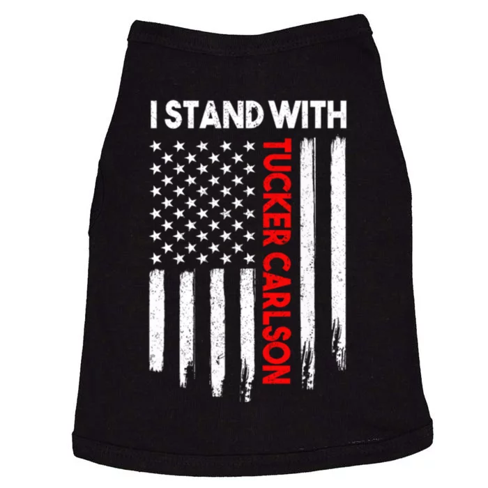 I Stand With Tucker Carlson Vintage American Flag Doggie Tank