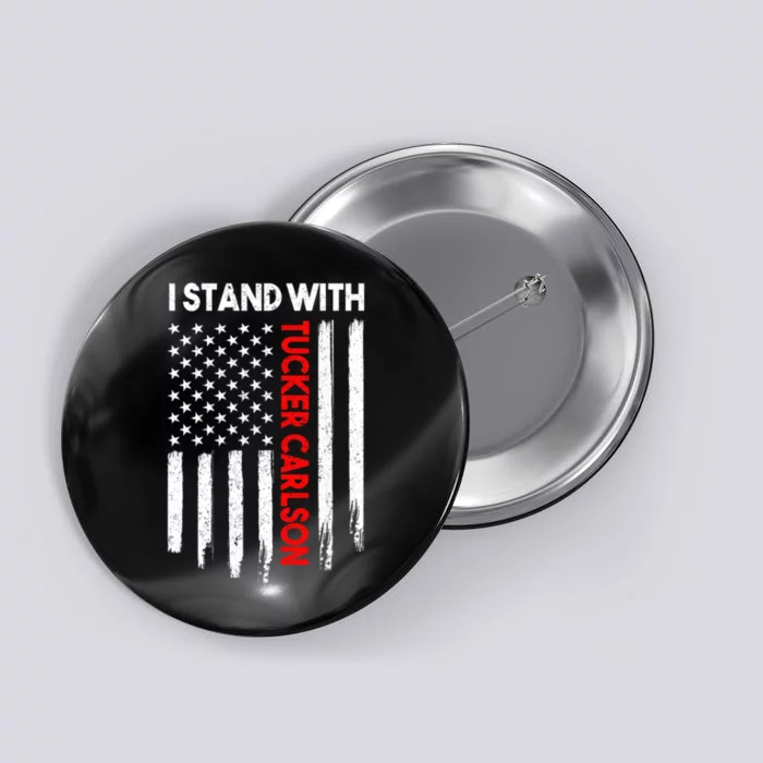 I Stand With Tucker Carlson Vintage American Flag Button