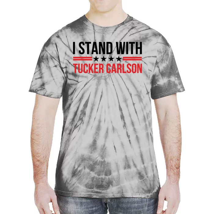 I Stand With Tucker Carlson Vintage American Flag Tie-Dye T-Shirt