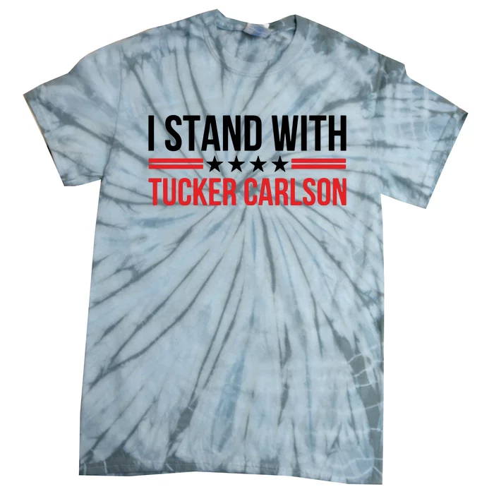 I Stand With Tucker Carlson Vintage American Flag Tie-Dye T-Shirt