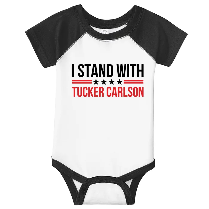 I Stand With Tucker Carlson Vintage American Flag Infant Baby Jersey Bodysuit