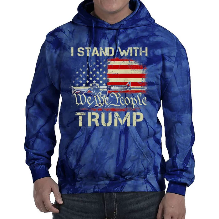 I Stand With Trump American Flag Men Woman USA Vintage We The People Tie Dye Hoodie