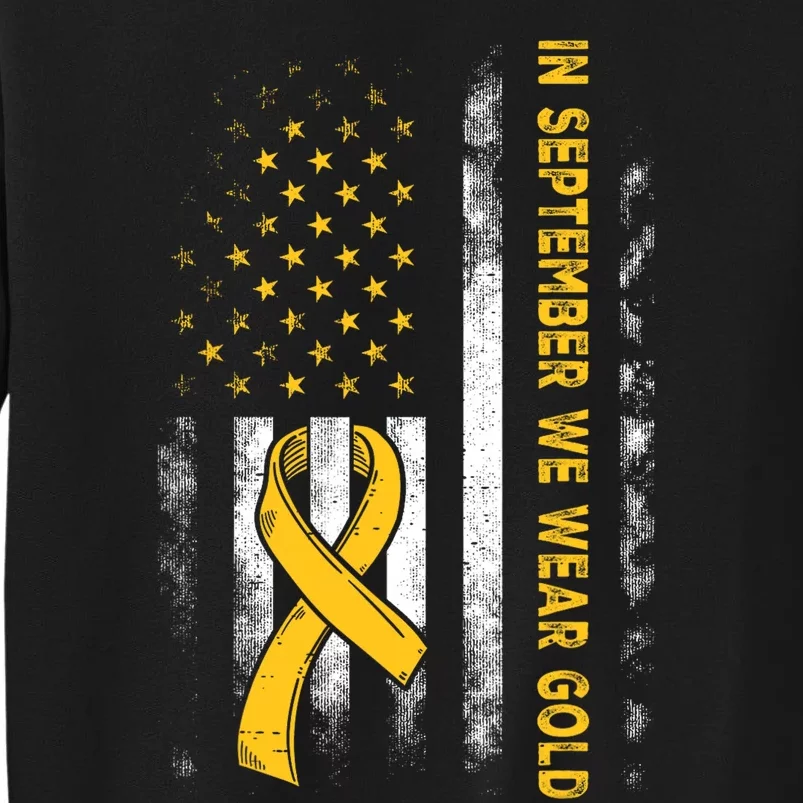 In September We Wear Gold Us Flag Childhood Cancer Awareness Sweatshirt