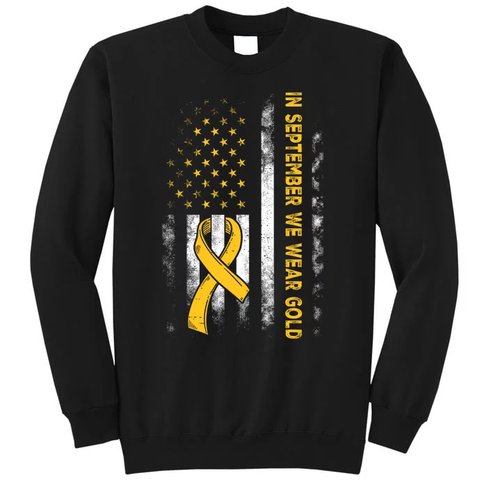 In September We Wear Gold Us Flag Childhood Cancer Awareness Sweatshirt