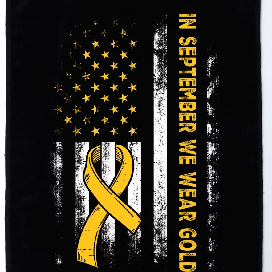 In September We Wear Gold Us Flag Childhood Cancer Awareness Platinum Collection Golf Towel