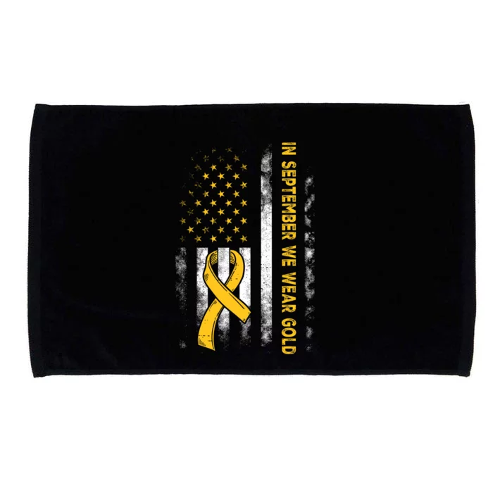 In September We Wear Gold Us Flag Childhood Cancer Awareness Microfiber Hand Towel