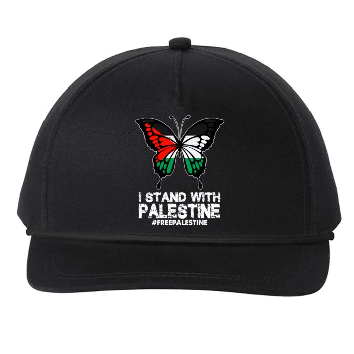 I Stand With Palestine Free Palestine Butterfly Snapback Five-Panel Rope Hat