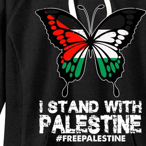 I Stand With Palestine Free Palestine Butterfly Women's Fleece Hoodie