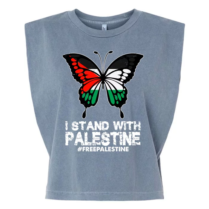 I Stand With Palestine Free Palestine Butterfly Garment-Dyed Women's Muscle Tee