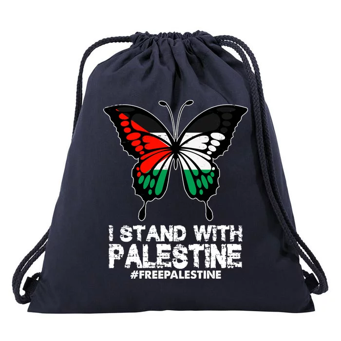 I Stand With Palestine Free Palestine Butterfly Drawstring Bag