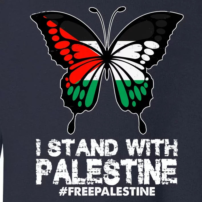 I Stand With Palestine Free Palestine Butterfly Toddler Sweatshirt