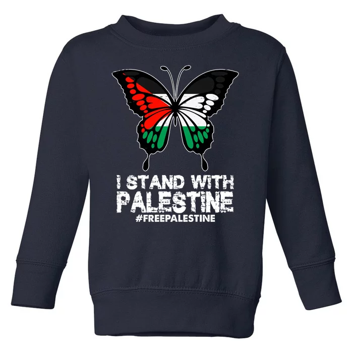 I Stand With Palestine Free Palestine Butterfly Toddler Sweatshirt