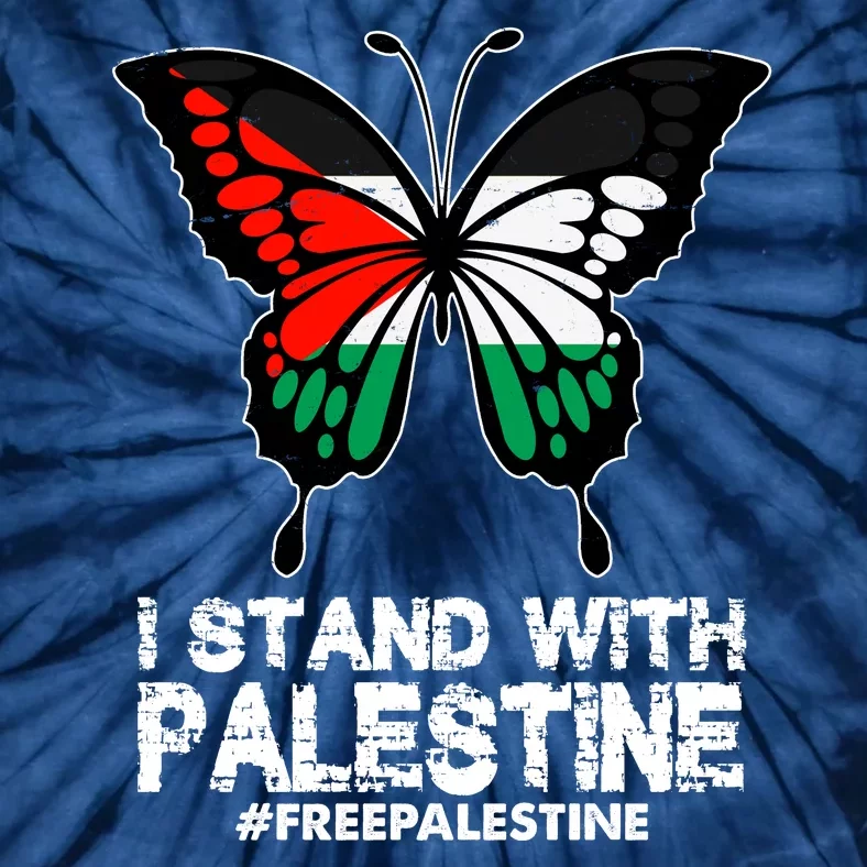 I Stand With Palestine Free Palestine Butterfly Tie-Dye T-Shirt