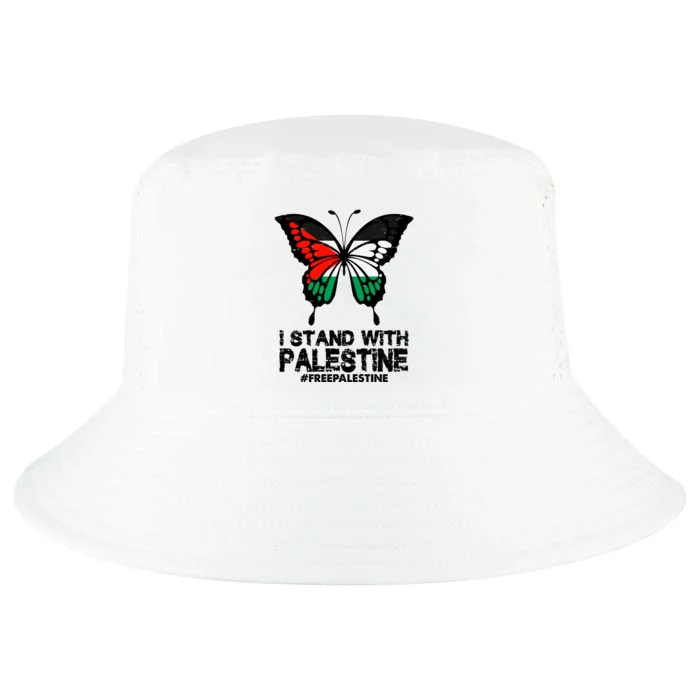 I Stand With Palestine Free Palestine Butterfly Cool Comfort Performance Bucket Hat