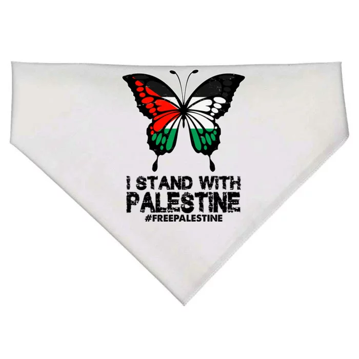 I Stand With Palestine Free Palestine Butterfly USA-Made Doggie Bandana