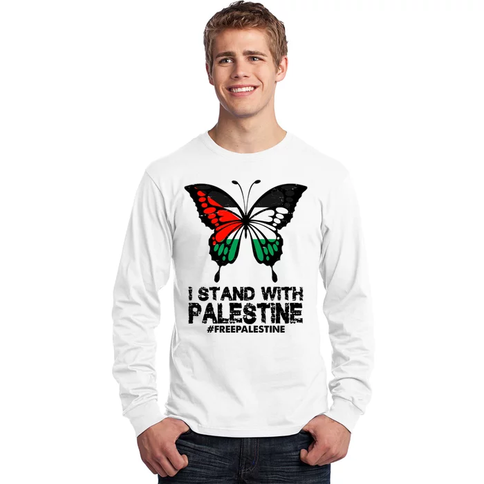 I Stand With Palestine Free Palestine Butterfly Long Sleeve Shirt