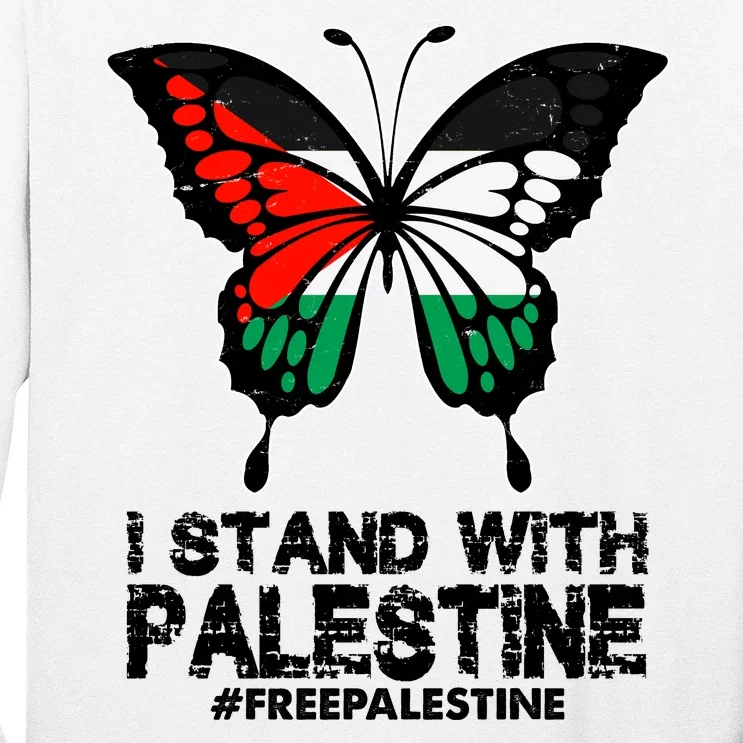 I Stand With Palestine Free Palestine Butterfly Long Sleeve Shirt