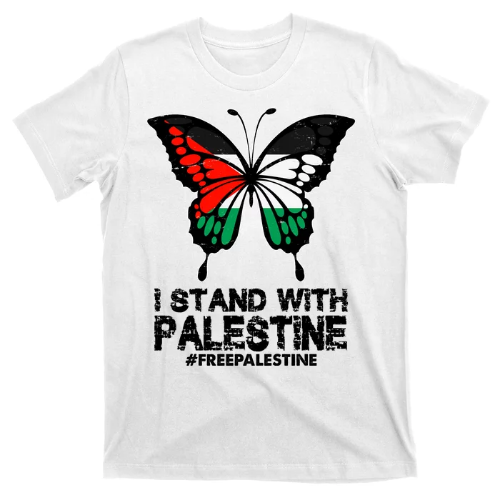 I Stand With Palestine Free Palestine Butterfly T-Shirt