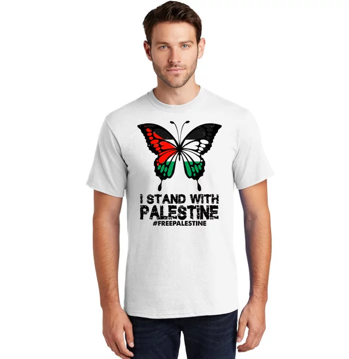 I Stand With Palestine Free Palestine Butterfly Tall T-Shirt