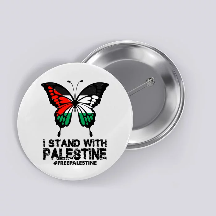 I Stand With Palestine Free Palestine Butterfly Button