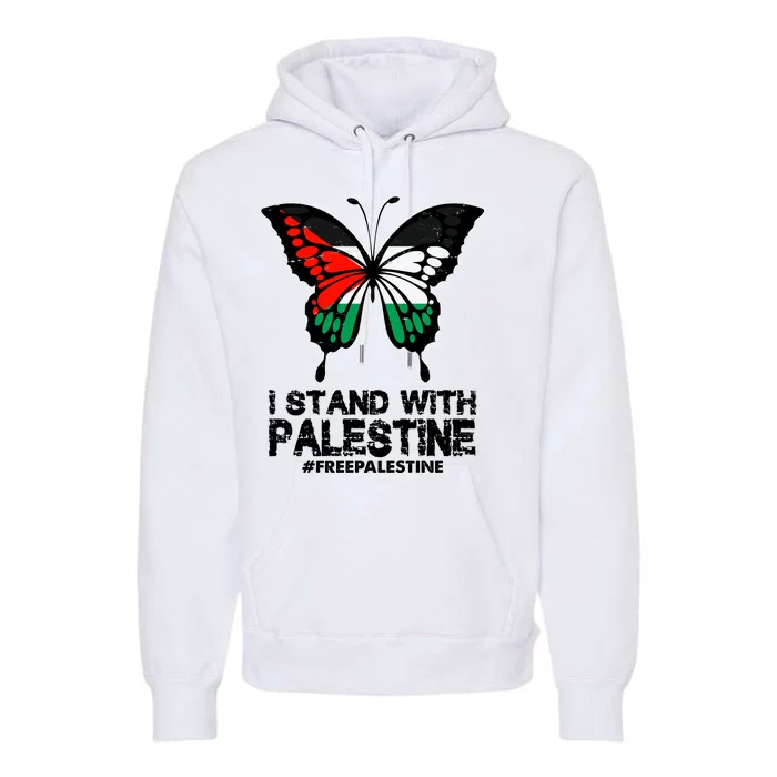 I Stand With Palestine Free Palestine Butterfly Premium Hoodie