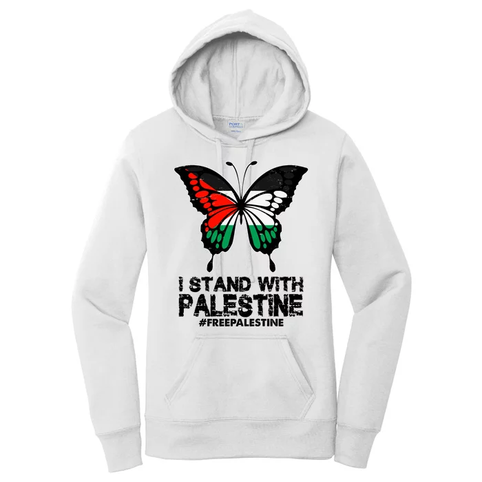 I Stand With Palestine Free Palestine Butterfly Women's Pullover Hoodie