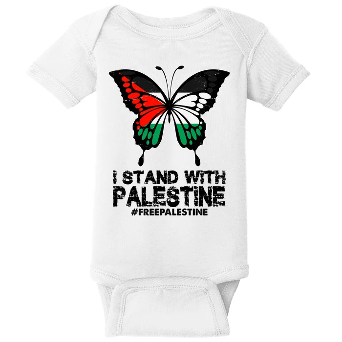 I Stand With Palestine Free Palestine Butterfly Baby Bodysuit